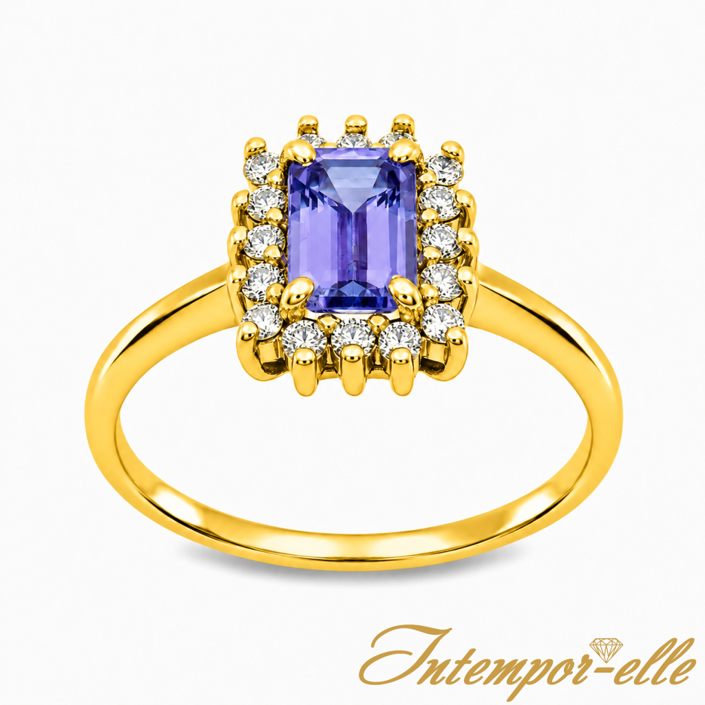 BA OR 18CT TANZANITE RECT + DT0.13 CT 